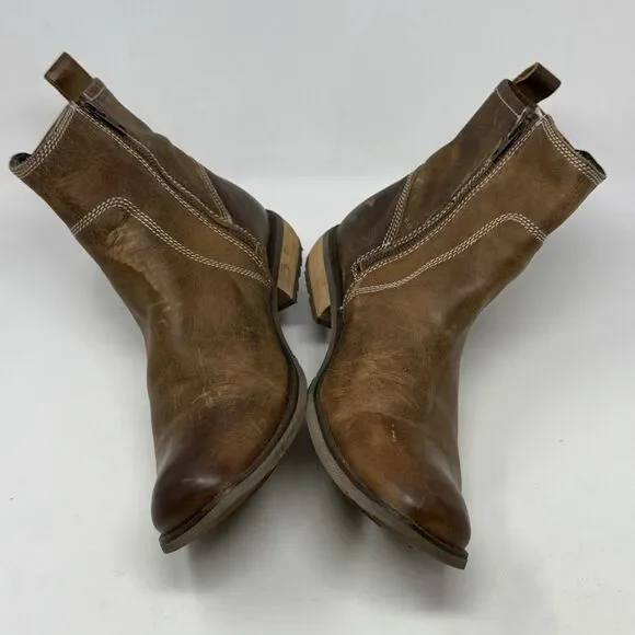 Bed Stu Revolution Boots Mens 10 Brown Distressed Leather Side Zip Ankle Hipster - Picture 8 of 16